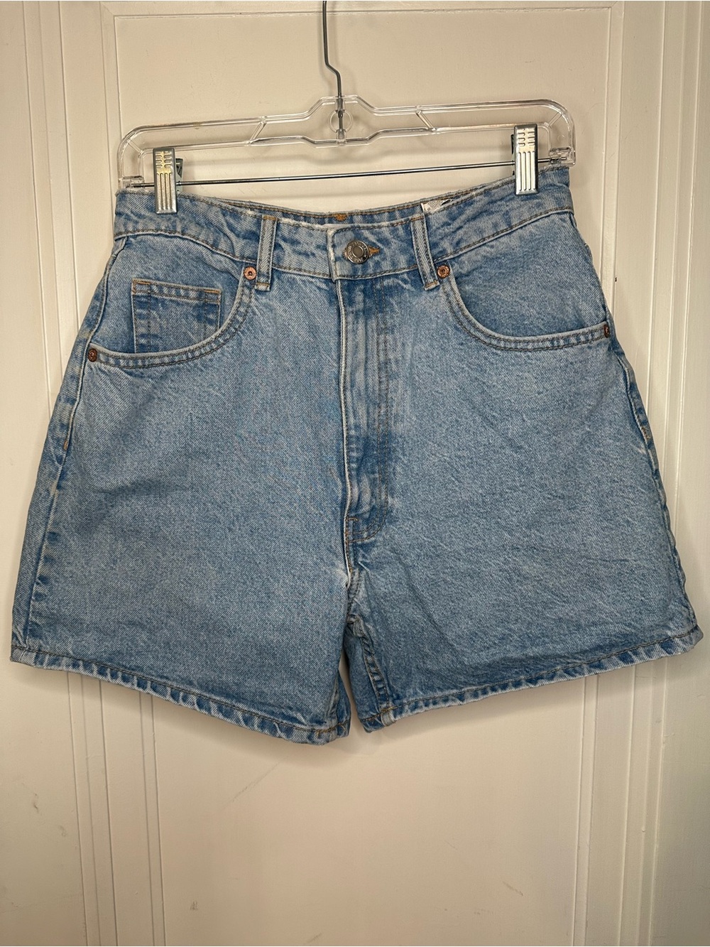 Zara Light Wash High-Rise Denim Shorts